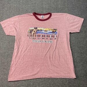 Vintage Teenage Millionaire Shirt Men Large Graphic Pink Ringer USA Made